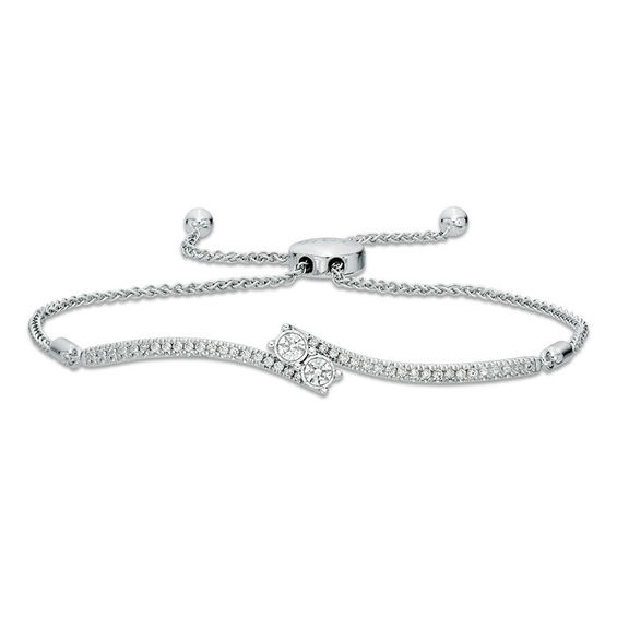 Ever UsÂ® 1/3 CT. T.w. Two-Stone Diamond Bypass Bolo Bracelet in 14K White Gold - 9.5"