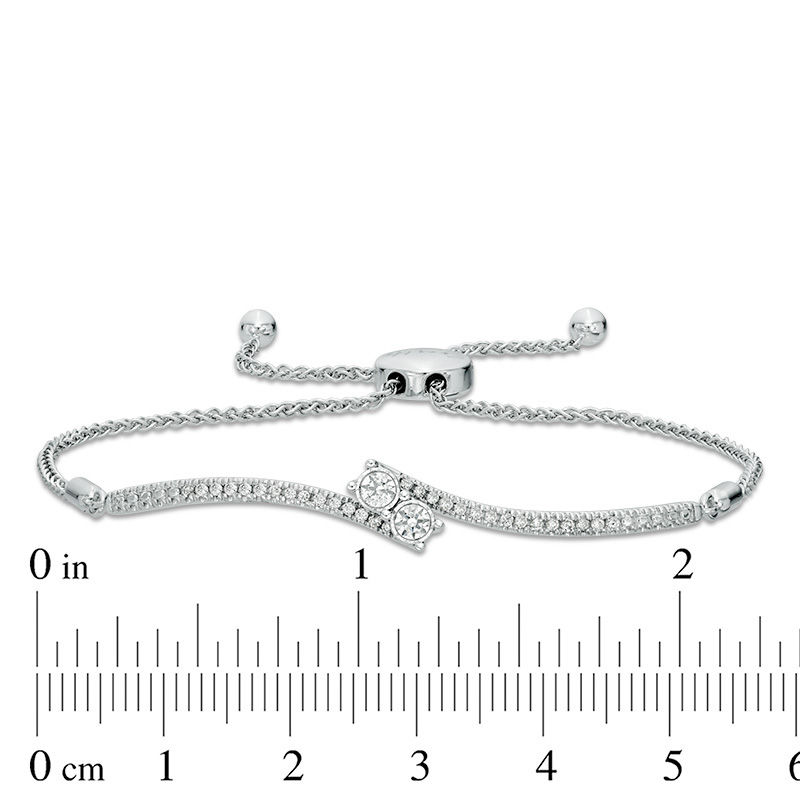 Main Image 3 of Ever Us® 1/3 CT. T.W. Two-Stone Diamond Bypass Bolo Bracelet in 14K White Gold - 9.5"