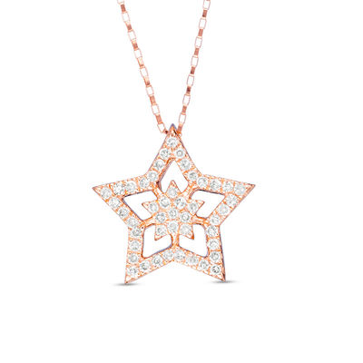 6 CT. T.W. Diamond Double Star Pendant 