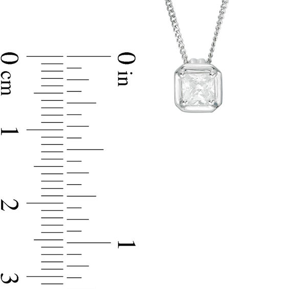 1/2 CT. Princess-Cut Diamond Solitaire Pendant in 10K White Gold - 17"