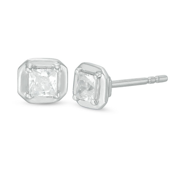 1/2 CT. T.w. Princess-Cut Diamond Solitaire Stud Earrings in 10K White Gold