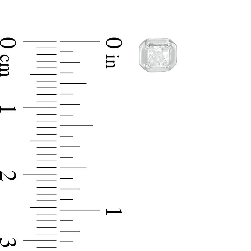 Main Image 2 of 1/2 CT. T.W. Princess-Cut Diamond Solitaire Stud Earrings in 10K White Gold