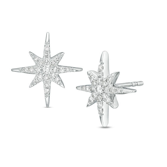 Zales 1 4 CT. T.w. Diamond Starburst Stud Earrings in 10K White