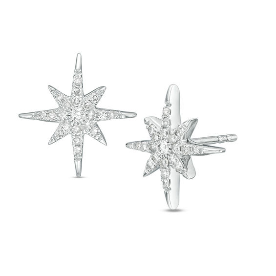 1/4 CT. T.w. Diamond Starburst Stud Earrings in 10K White Gold