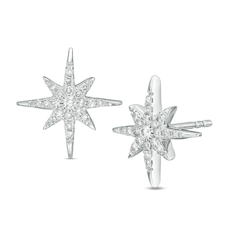 Main Image 1 of 1/4 CT. T.W. Diamond Starburst Stud Earrings in 10K White Gold