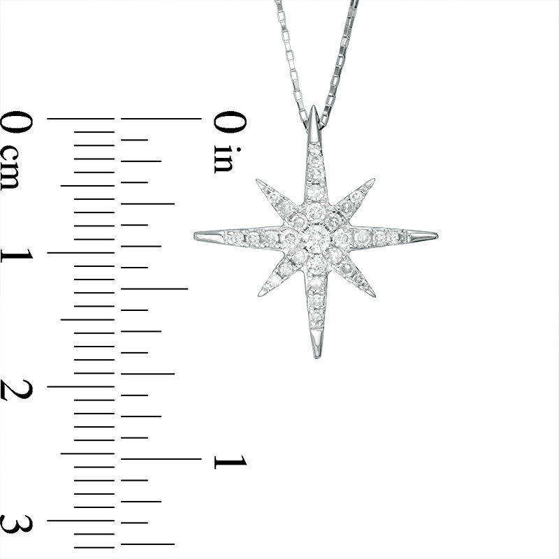 1/5 CT. T.W. Diamond Starburst Pendant in 10K White Gold
