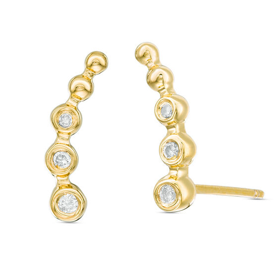 Zales 1 10 CT. T.w. Diamond Beaded Crawler Earrings in Sterling Silver with 14K Gold Plate Connecticut Post Mall