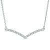 Thumbnail Image 1 of 1/8 CT. T.W. Diamond Curved Chevron Necklace in 10K White Gold