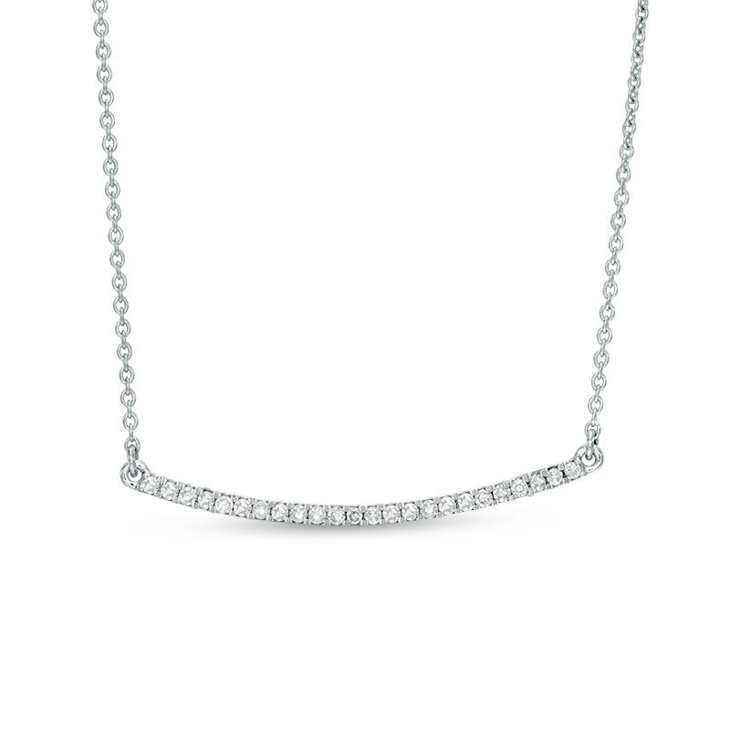 1/8 CT. T.W. Diamond Curved Bar Necklace in 10K White Gold