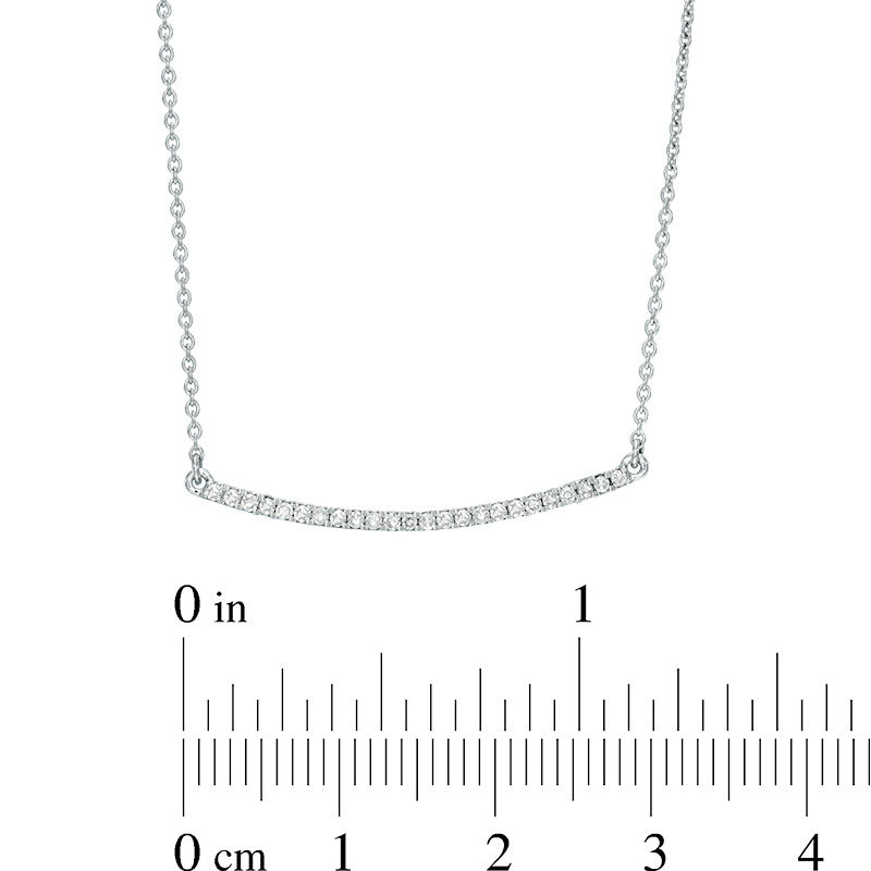 1/8 CT. T.W. Diamond Curved Bar Necklace in 10K White Gold