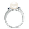 Thumbnail Image 2 of Vera Wang Love Collection Freshwater Cultured Pearl, Blue Sapphire and Diamond Accent Ring in Sterling Silver