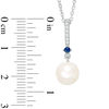 Thumbnail Image 3 of Vera Wang Love Collection Freshwater Cultured Pearl, Blue Sapphire and Diamond Accent Pendant in Sterling Silver-19"