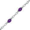 Thumbnail Image 1 of Oval Amethyst Infinity Link Bracelet in Sterling Silver - 7.25"