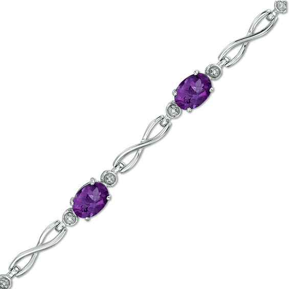 Oval Amethyst Infinity Link Bracelet in Sterling Silver - 7.25"
