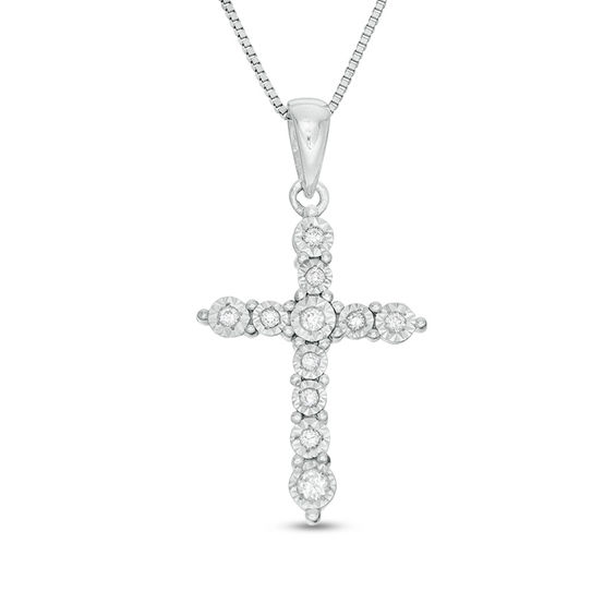 1/10 CT. T.w. Diamond Cross Pendant in Sterling Silver