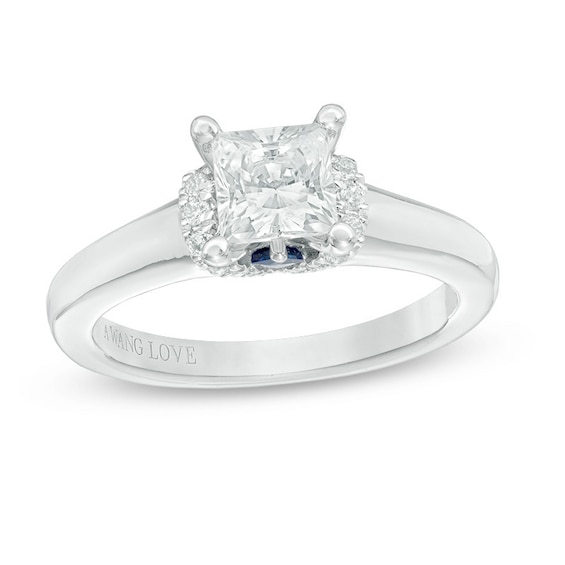 Vera Wang Love Collection 1-1/10 CT. T.w. Princess-Cut Diamond Solitaire Collar Engagement Ring 14K White Gold