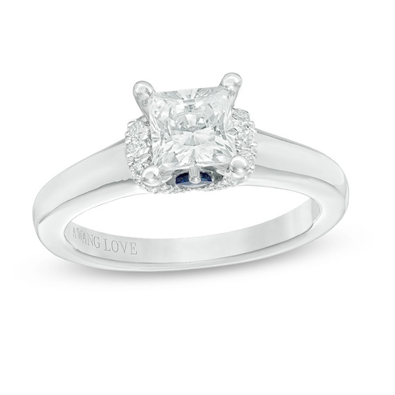 Vera Wang Love Collection 1-1/10 CT. T.w. Princess-Cut Diamond Solitaire Collar Engagement Ring in 14K White Gold