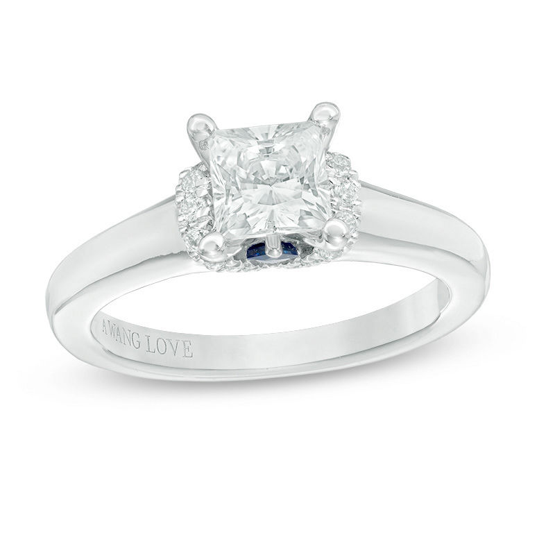Vera Wang Love Collection 1-1/10 CT. Princess-Cut Diamond Solitaire  Collar Engagement Ring in 14K White Gold Zales