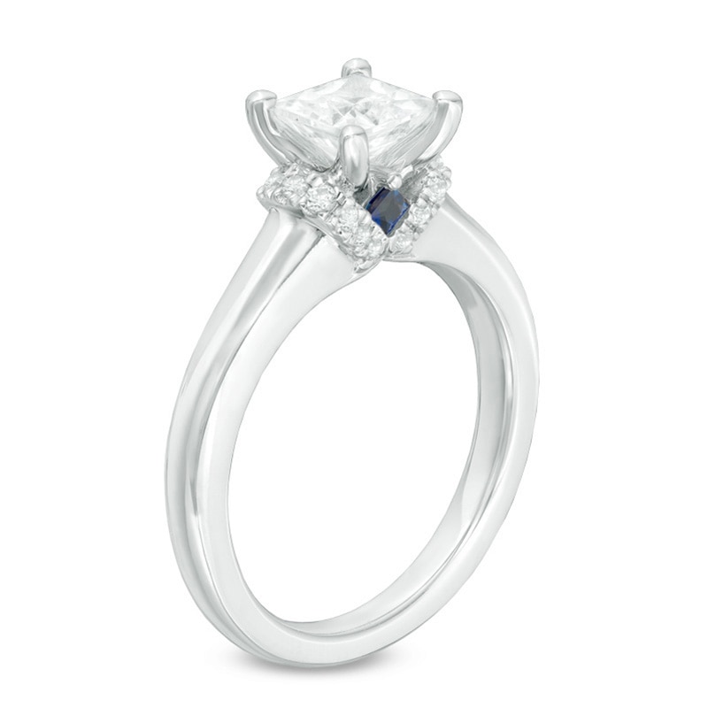 Vera Wang Love Collection 1-1/10 CT. T.W. Princess-Cut Diamond Solitaire Collar Engagement Ring in 14K White Gold