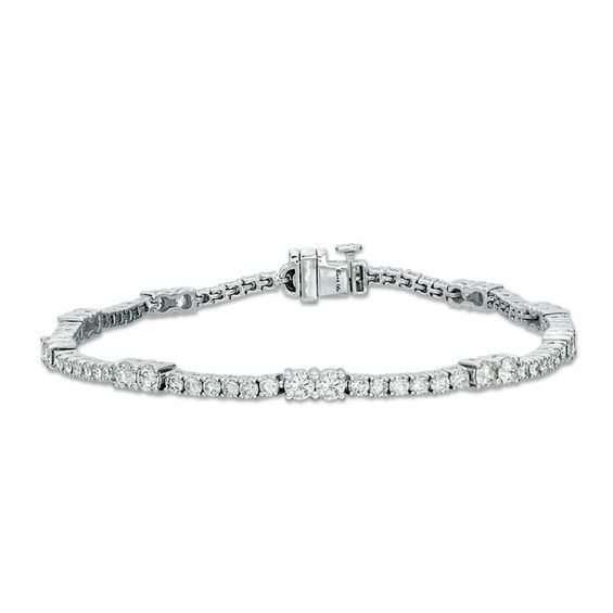 Ever Us 3 Ct T W Two Stone Diamond Tennis Bracelet In 14k White T W Two Stone Diamond Tennis Bracelet In 14k White