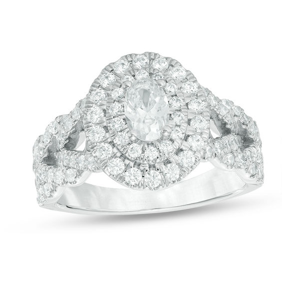 Love's Destiny by Zales 1-1/2 CT. T.w. Certified Oval Diamond Engagement Ring in 14K Two-Tone Gold (I/i1)