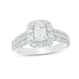 Love's Destiny by Zales 1 CT. T.W. Certified Emerald-Cut Diamond Frame Engagement Ring in 14K Two-Tone Gold (I/I1)