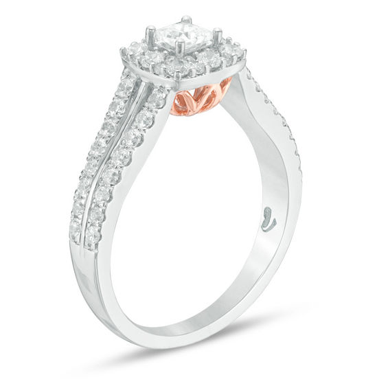 Love's Destiny by Zales 1 CT. T.w. Certified Princess-Cut Diamond Engagement Ring in 14K Two-Tone Gold (I/I1)
