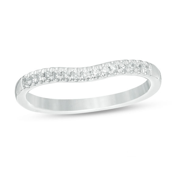 Love's Destiny by Zales 1/ CT. T.w. Certified Diamond Contour Wedding Band in 14K White Gold (I/I1