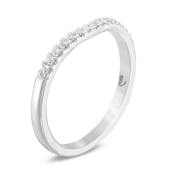 Love's Destiny by Zales 1/8 CT. T.w. Certified Diamond Contour Wedding Band in 14K Gold (I/I1