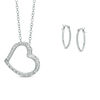 Thumbnail Image 0 of Diamond Fascination™ Tilted Heart Pendant and Hoop Earrings Set in Sterling Silver and Platinum Plate