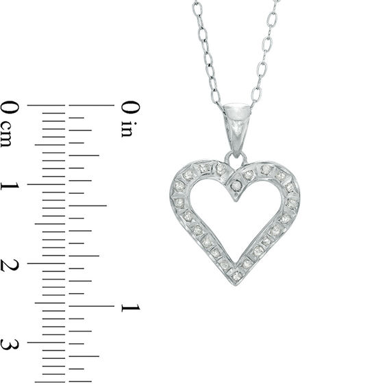 Diamond Fascinationâ¢ Heart Pendant and Hoop Earrings Set in Sterling Silver and Platinum Plate