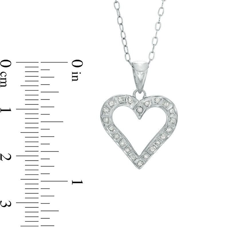 Main Image 2 of Diamond Fascination™ Heart Pendant and Hoop Earrings Set in Sterling Silver and Platinum Plate