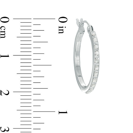 Diamond Fascinationâ¢ Heart Pendant and Hoop Earrings Set in Sterling Silver and Platinum Plate