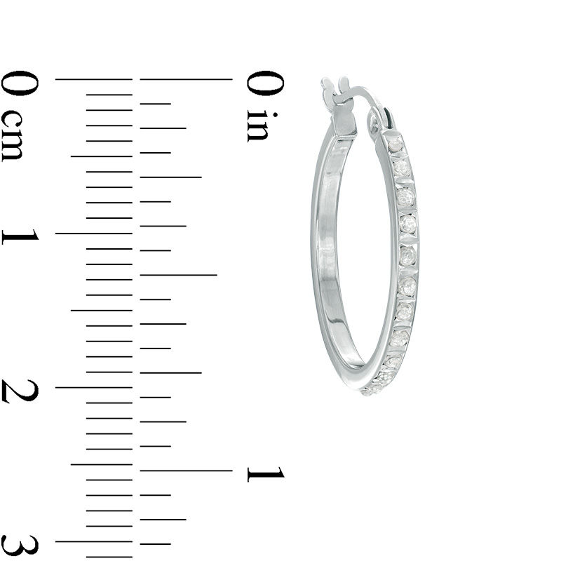 Main Image 3 of Diamond Fascination™ Heart Pendant and Hoop Earrings Set in Sterling Silver and Platinum Plate