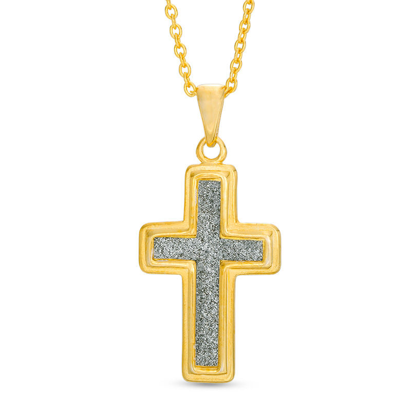 Glitter Cross Pendant in Sterling Silver with 18K Gold Plate