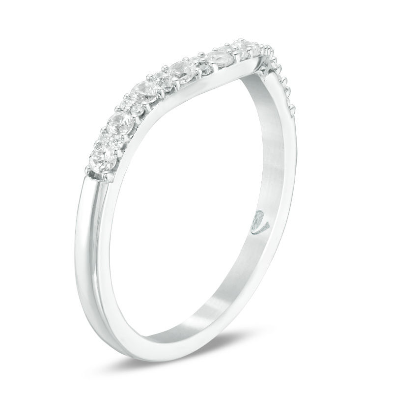 Main Image 2 of Love's Destiny by Zales 1/3 CT. T.W. Certified Diamond Contour Wedding Band in 14K White Gold (I/I1)