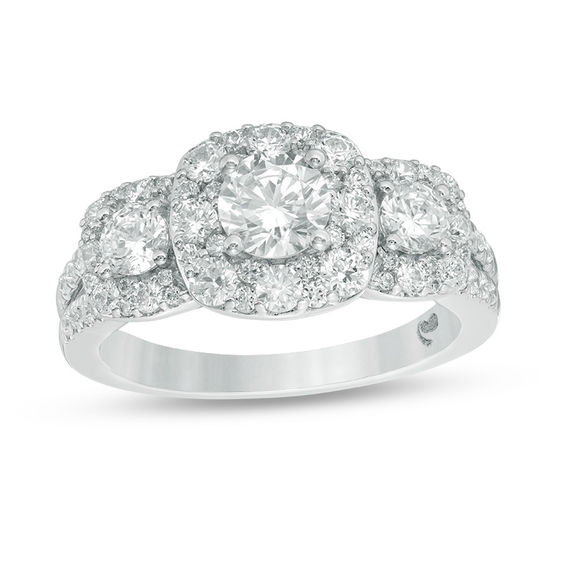 Love's Destiny by Zales 1-5/8 CT. T.w. Certified Diamond Three Stone Engagement Ring in 14K White Gold (I/I1)
