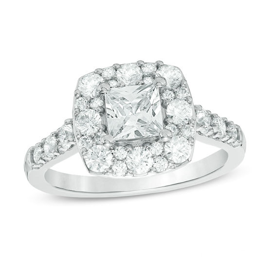 Love's Destiny by Zales CT. T.w. Certified Princess-Cut Diamond Frame Engagement Ring in 14K White Gold (I/Si2