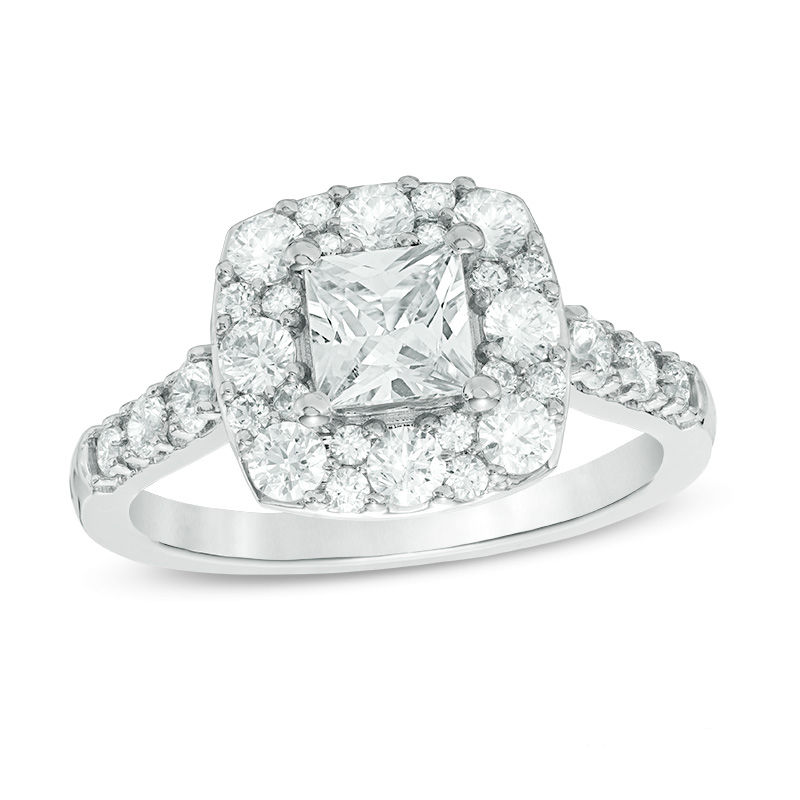 Main Image 1 of Love's Destiny by Zales 2 CT. T.W. Certified Princess-Cut Diamond Frame Engagement Ring in 14K White Gold (I/SI2)
