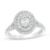 Thumbnail Image 1 of Celebration Ideal 1-1/4 CT. T.W. Oval Certified Diamond Double Frame Engagement Ring in 14K White Gold (I/I1)