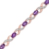 Thumbnail Image 1 of Oval Amethyst and Diamond Accent "XO" Bracelet in 10K Rose Gold