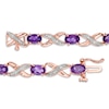 Thumbnail Image 2 of Oval Amethyst and Diamond Accent "XO" Bracelet in 10K Rose Gold