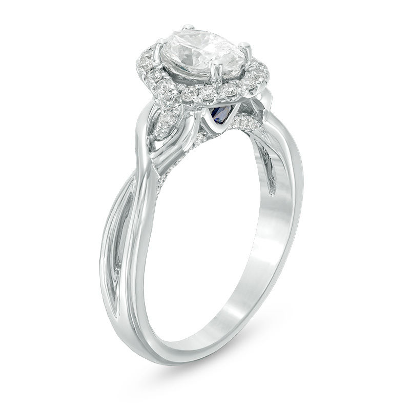 Main Image 2 of Vera Wang Love Collection 1 CT. T.W. Oval Diamond Frame Twist Engagement Ring in 14K White Gold