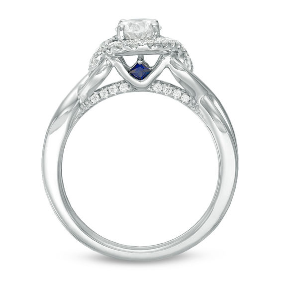 Vera Wang Love Collection 1 CT. T.w. Oval Diamond Frame Twist Engagement Ring in 14K White Gold