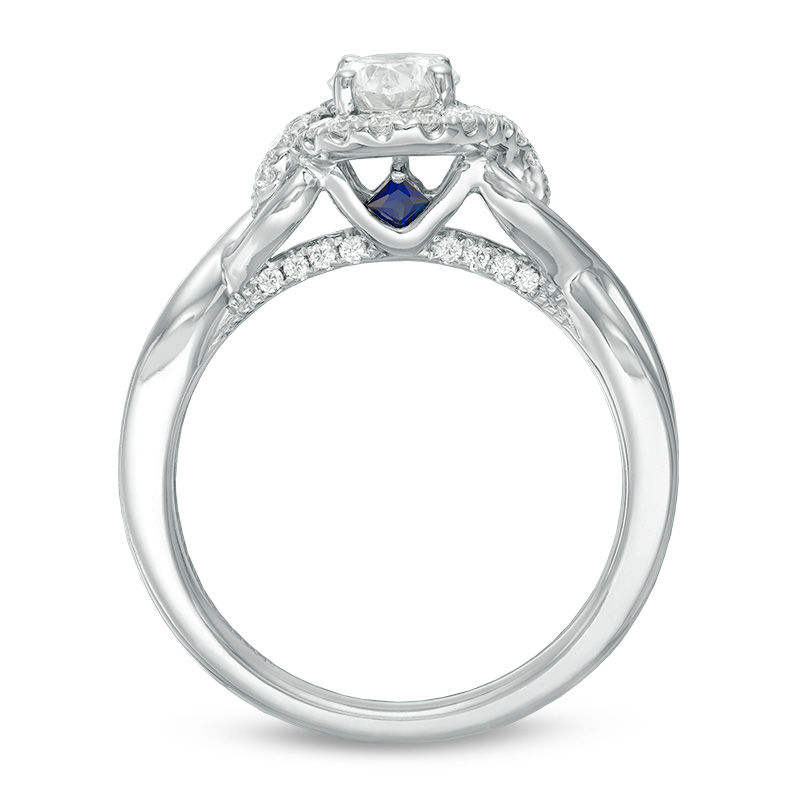 Main Image 3 of Vera Wang Love Collection 1 CT. T.W. Oval Diamond Frame Twist Engagement Ring in 14K White Gold