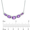 Thumbnail Image 1 of Oval Amethyst and 1/10 CT. T.W. Diamond Graduated Five Stone Necklace in Sterling Silver