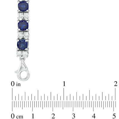 Lab-Created Blue Sapphire and White Sapphire Bracelet in Sterling Silver -  7.5