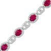 Thumbnail Image 0 of Oval Lab-Created Ruby and White Sapphire Bracelet in Sterling Silver - 7.25"