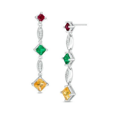 Pretty Dangle Drop  Gemstone Earrings Ruby Dangle Earrings 925 Sterling Silver Earrings  Emerald Earrings Classic Fine Jewelry Gift For Her