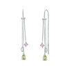 Thumbnail Image 0 of Pear-Shaped Peridot and Lab-Created Pink and White Sapphire Threader Earrings in Sterling Silver
